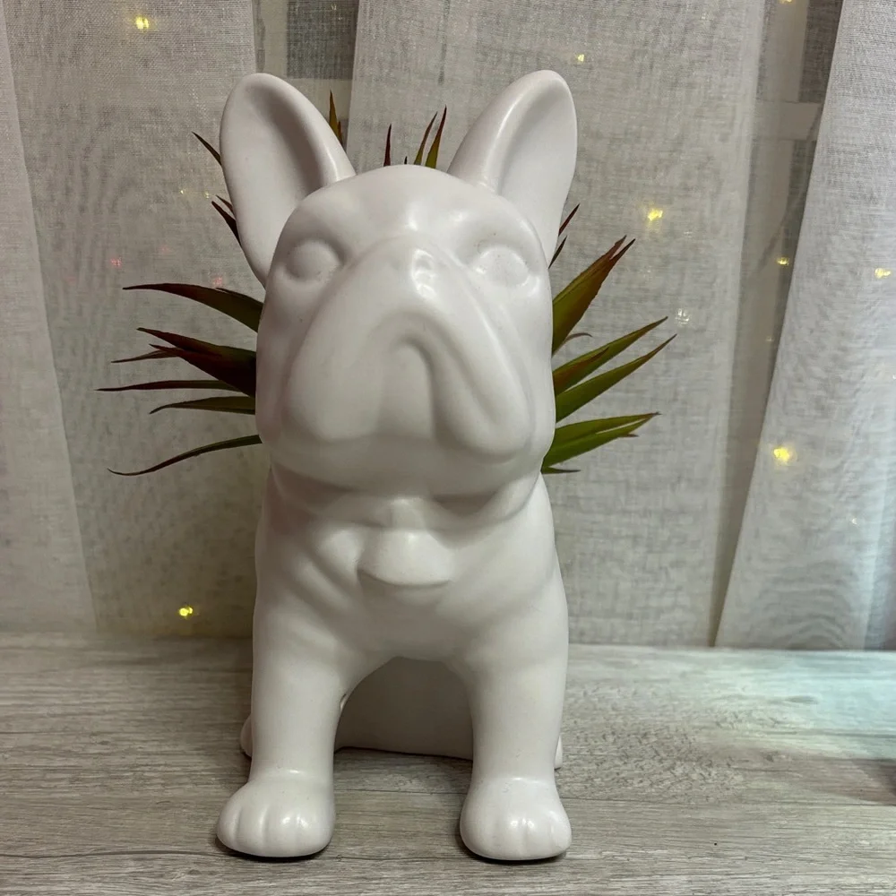 White French Bulldog Planter and Dog Photo Frame